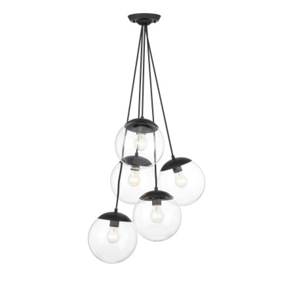 5 LIGHT, PENDANT FIXTURE IN METAL