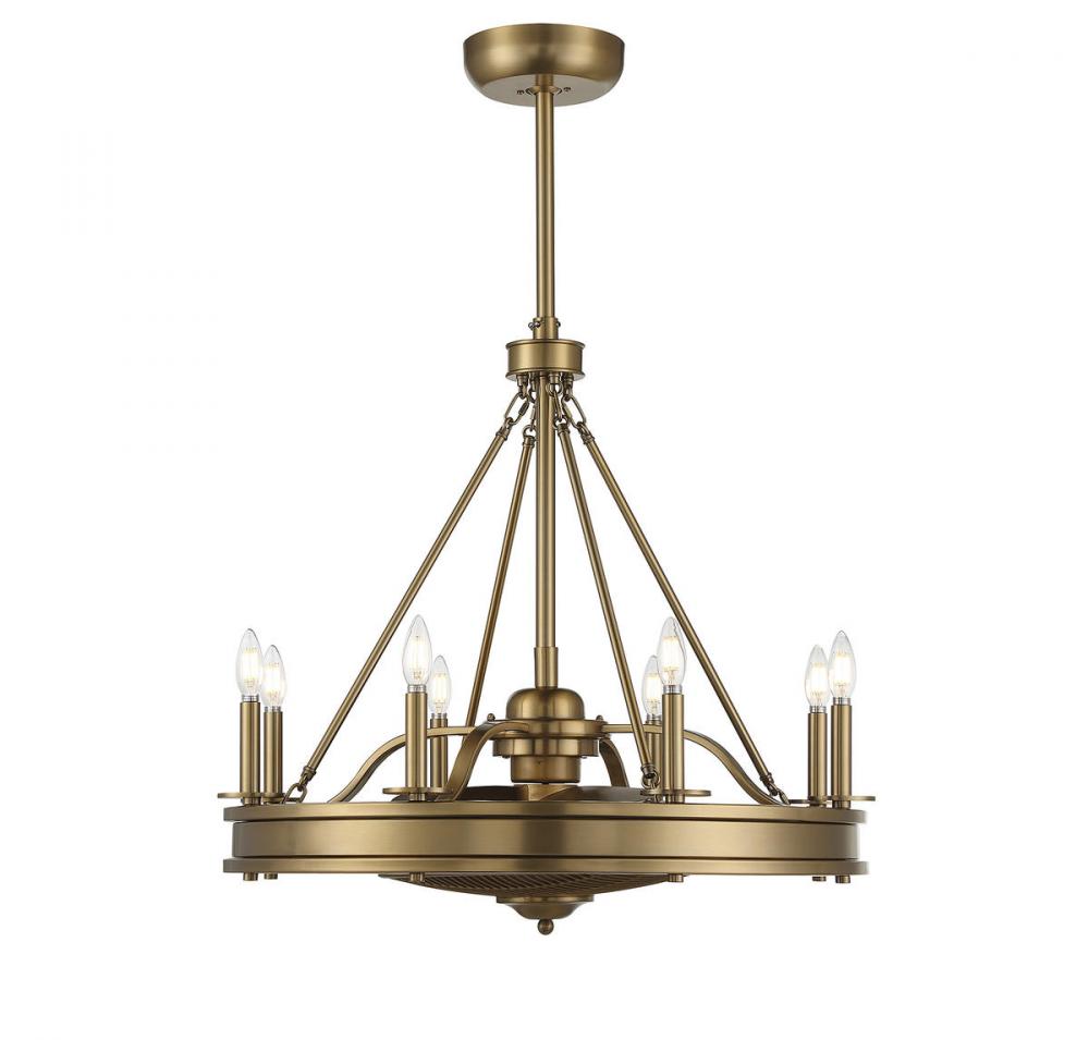 Lyon 8-Light Fan D'Lier in 
Warm Brass