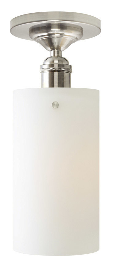 Ceiling Mount Retro Cylinder Ceiling Opal Satin Nickel Compact Fluorescent 13W