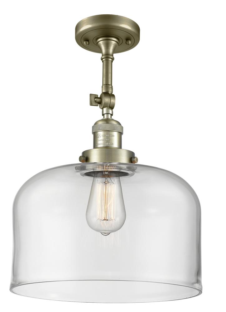 Bell - 1 Light - 12 inch - Antique Brass - Adjustable Semi-Flush Mount