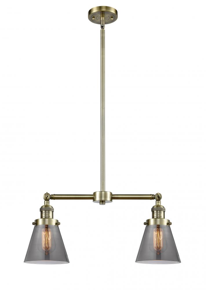 Cone - 2 Light - 21 inch - Antique Brass - Stem Hung - Adjustable Island Light