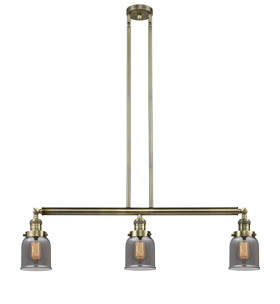 Bell - 3 Light - 38 inch - Antique Brass - Stem Hung - Adjustable Island Light