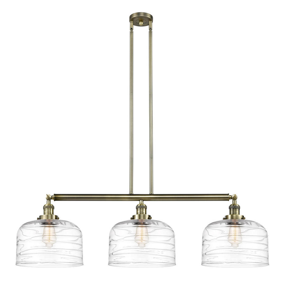 Bell - 3 Light - 42 inch - Antique Brass - Stem Hung - Adjustable Island Light