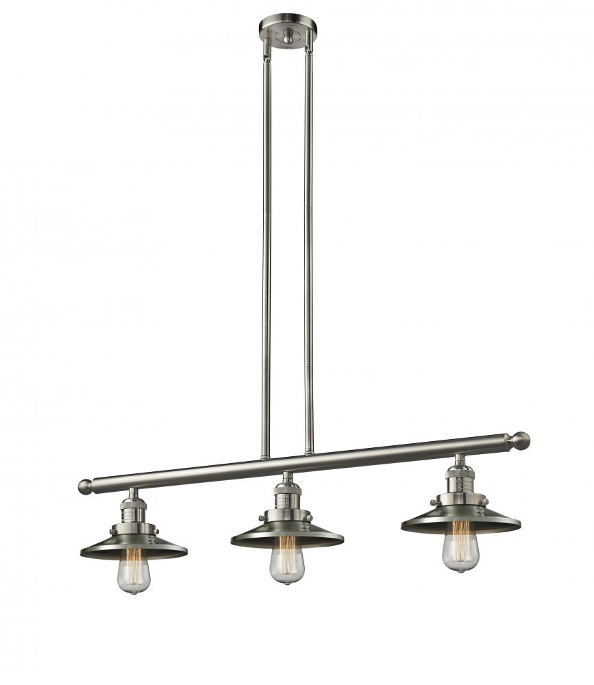 Railroad - 3 Light - 41 inch - Brushed Satin Nickel - Stem Hung - Adjustable Island Light