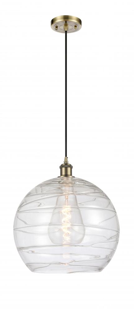 Athens Deco Swirl - 1 Light - 14 inch - Antique Brass - Cord hung - Mini Pendant