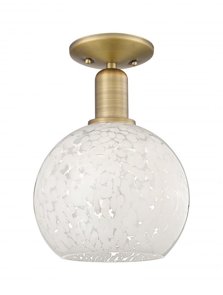 White Mouchette - 1 Light - 8 inch - Brushed Brass - Semi-Flush Mount