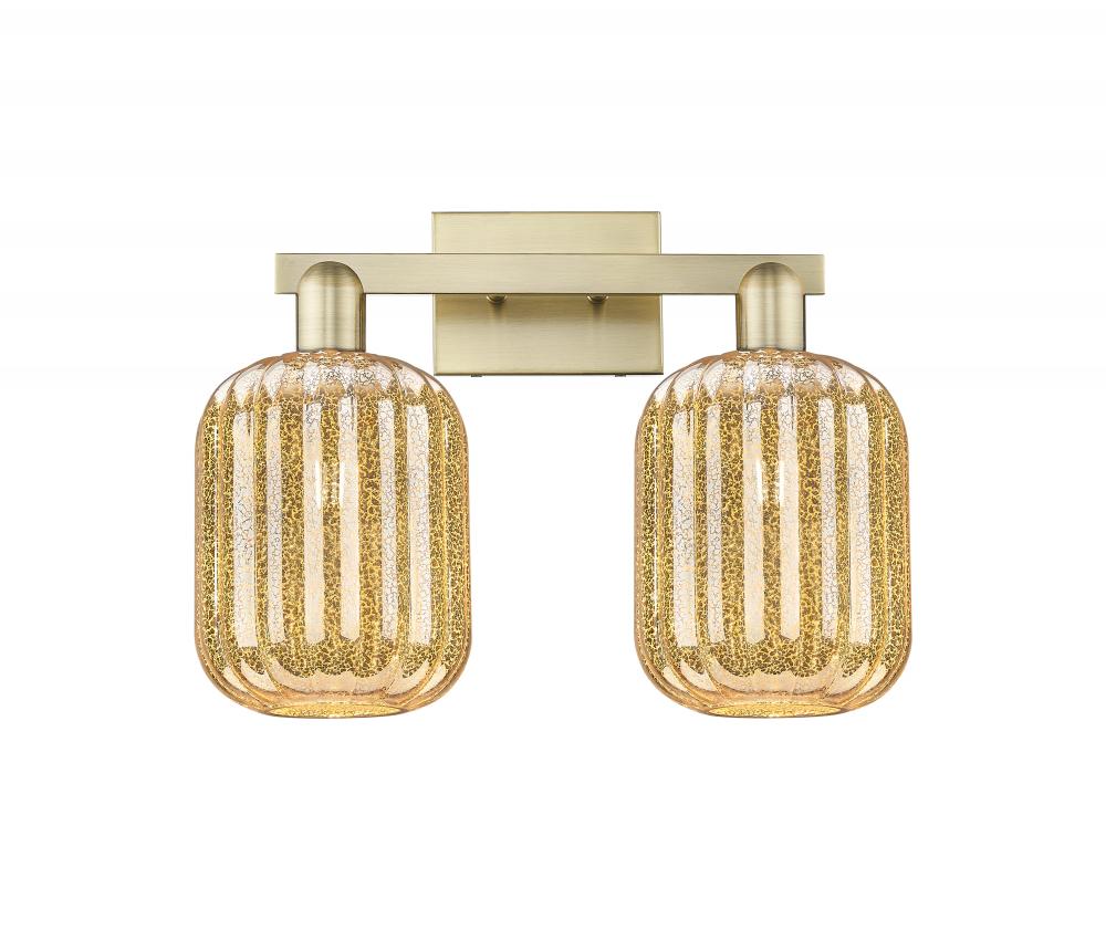 Preston - 2 Light - 16 inch - Antique Brass - Bath Vanity Light