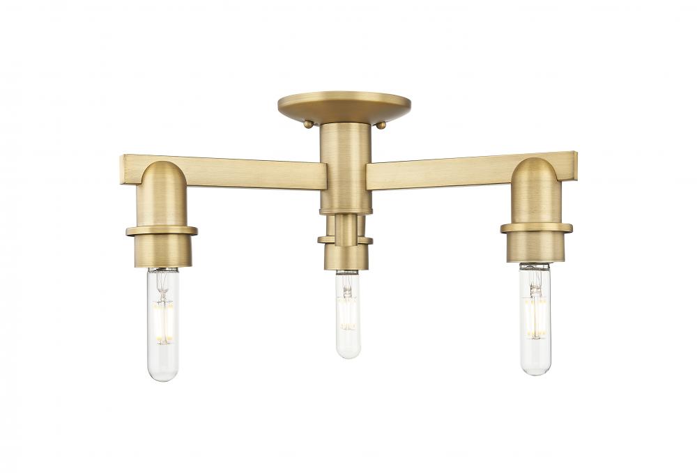 Arcadia - 3 Light - 18 inch - Brushed Brass - Flush Mount