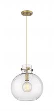 Innovations Lighting 410-1PM-BB-G410-12CL - Newton Sphere - 1 Light - 12 inch - Brushed Brass - Cord hung - Pendant