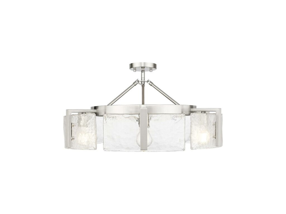 Aenon 6-Light Semi-Flush in Pewter with Hammered Water Glass Shade