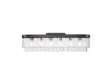 Golden 1768-FM42 BLK-HWG - Ciara 6-Light Flush Mount in Matte Black with Hammered Water Glass