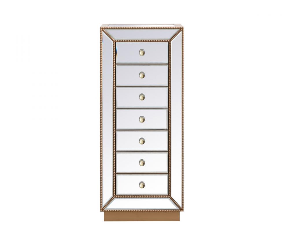 18 inch mirrored lingere chest in antique gold