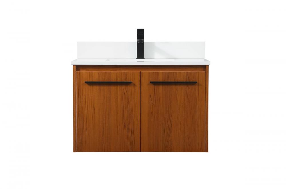 30 inch Single bathroom vanity in teak with backsplash
