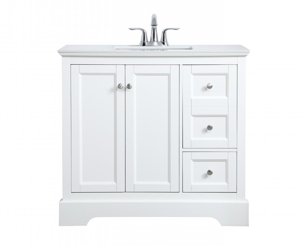 36 inch Single Bathroom Vanity in White : VF90336WH | Dekker Lighting