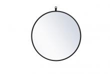 Elegant MR4721BK - Metal frame round mirror with decorative hook 21 inch in Black