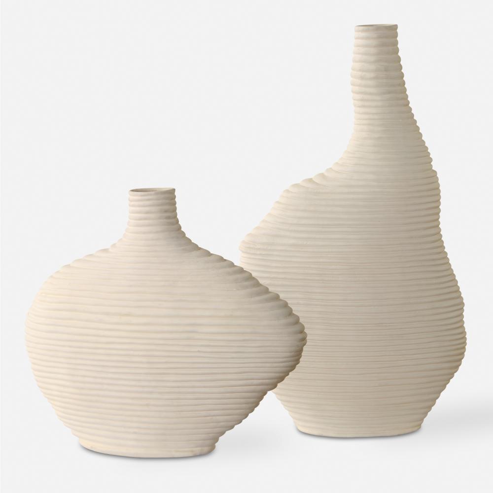 Uttermost Duostacked Matte White Vases, S/2